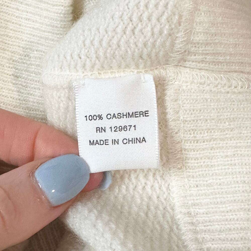 NAKED CASHMERE 100% Cashmere Zip Up Mock Neck Cardigan Sweater White Jacket - Picture 10 of 13